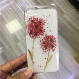 Dried Real Flower Case  For iPhone 7 Case For iPhone X 8 Plus 6 7 Plus 5S