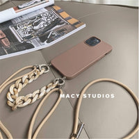 Crossbody Lanyard Necklace Marble Chain Silicone Case for iPhone 12 Series