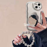 Matte Plating Mirror Holder Stand Bracelet Case for iPhone 14 13 12 series