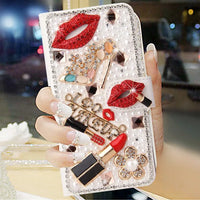 Bling Diamond Rhinestone Flower Leather Magnetic Flip Wallet Case for Samsung Galaxy S24 S23 S22 S21 Ultra Plus