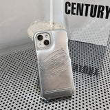 Silver Leather Bubble Case for iPhone 14 13 12 series