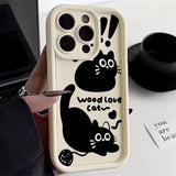 Cute Cartoon Black Cat Silicone Shockproof Soft Case For iPhone 15 14 13 12 series