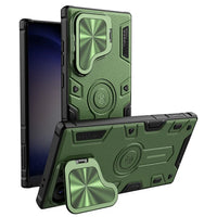 MagSafe Magnetic Charging Armor Case With Foldable Stand Camera Cover For Samsung Galaxy S24 Ultra