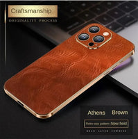 Luxury Retro Genuine Leather Case With Lens Protection For iPhone 15 series