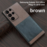 Luxury Leather Ultra Thin Camera Protection Case for Samsung Galaxy S22 Ultra Plus