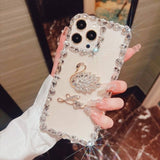 Luxury Glitter Crystal Diamond Bow Tie Silicone Floral Bling Case For iPhone 14 13 12 series