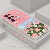 Flowers Mountain Oil Painting Silicone Case For Samsung S23 S22 S21 Ultra Plus
