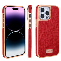 Luxury Electroplating Leather Texture Case For iPhone 14 13 12 series