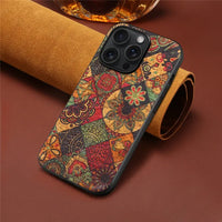 Retro Flower Leather Protective Soft Case for iPhone 15 14 13 12 series