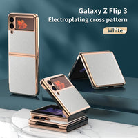 Plain Leather Electroplating Flip Case for Samsung Galaxy Z Flip 3