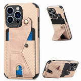 Carbon Fiber Leather Wallet Case for iPhone 13 12 11 Pro Max Mini