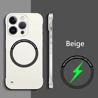 Frameless Magnetic Wireless Charging Magsafe Slim Hard Case For iPhone 15 14 13 12 series