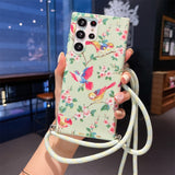 Luxury Cartoon Flower Crossbody Lanyard Case For Samsung Galaxy S22 series