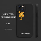 Cute Yellow Cat Scratch on Your I Hate Monday Case For iPhone 14 13 12 series