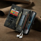 Luxury Flip Leather Wallet Case With Wristband For iPhone 15 14 13 series