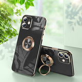 Square Bumper Plating Cover With Ring Holder Soft Silicone Case For iPhone 12 11 Series