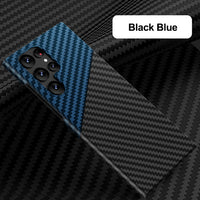 Carbon Fiber Texture Colorblock Case for Samsung Galaxy S22 Ultra Plus