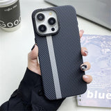 Carbon Fiber Texture Shockproof Hard Plastic Case With Metal Camera Protectionfor For iPhone 15 14 13 12 series