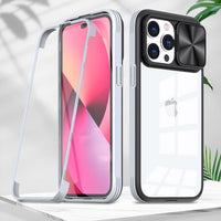 360 Full Body Front+Back Slide Camera Protection Transparent Case for iPhone 14 13 12 series