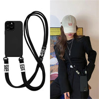 Crossbody Lanyard Necklace Liquid Silicone Case For iPhone 14 13 12 series