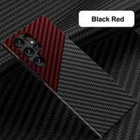 Carbon Fiber Texture Colorblock Case for Samsung Galaxy S22 Ultra Plus