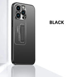 Hidden Bracket Stand Soft Frame Metal Case For iPhone 15 14 13 series