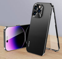 360° Full Screen Lens Metal Magnetic Magsafe Cases Aluminum Alloy HD Glass Case For iPhone 14 13 12 series