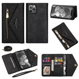 Crossbody Leather Zipper Wallet Case for iPhone 14 13 12 series