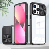 Slide Camera Lens Protection Bumper Shockproof Clear Hard PC Case For iPhone 15 14 13 12 series