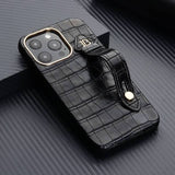 Luxury Leather Wrist Strap Stand Holder Case for iPhone 13 12 11 Pro Max Mini