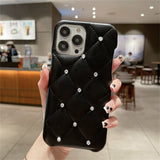 Matte 3D Diamond Leather Texture Case For iPhone 14 13 12 series