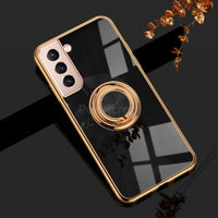 Luxury Plating Silicone Finger Ring Holder Case For Samsung Galaxy S21 S20 Note 20 Series
