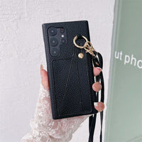 Crossbody Long Lanyard Card Holder Wallet Phone Case with Wrist Strap For Samsung Galaxy S23 S22 Ultra Plus