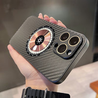 Luxury Carbon Fiber Texture Magsafe Magnetic Lens Glass Protection Case For iPhone 14 13 12 series
