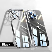 Electroplate Lens Protection Transparent Case For iPhone 15 14 13 series