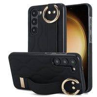 PU Leather Ring Shockproof Cases With Wrist Strap Holder for Samsung Galaxy S23 S22 Ultra Plus