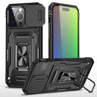 Slide Camera Protection Ring KickStand Armor Case For iPhone 15 14 13 12 series