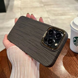 Luxury Shockproof Lens Protection Wooden Texture Frame Retro Case For iPhone 14 13 12 series