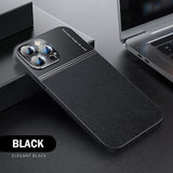 Frosted Metal PU Leather Case for iPhone 14 13 12 series