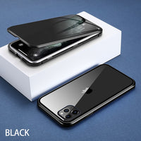 Magnetic Tempered Glass Privacy 360 Full Protection Metal Case for iPhone 11 Series
