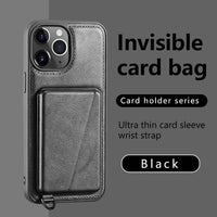 Wallet Card Slots Soft Leather Case With Handfree Kickstand For iPhone 15 14 13 12 series