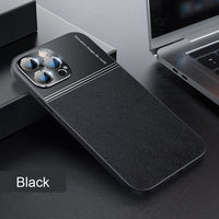 Luxury Leather Metal 2 in 1 Case for iPhone 13 12 11 Pro Max