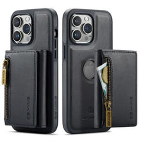 2 In 1 Detachable Magnetic Leather Zipper Wallet Case for iPhone 15 14 13 12 series