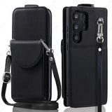 Leather Standing KickStand Wallet Case With Crossbody Lanyard For Samsung Galaxy S23 S22 S21 Ultra Plus