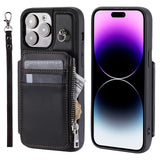 Zipper Leather Wallet Cards Slot Wallet Case for iPhone 14 13 12 series