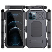 Slide Camera Protector Shockproof Aluminum Metal Armor Kickstand Case For iPhone 13 12 Series