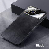 Luxury Shockproof PU Leather Phone Case For iPhone 15 14 13 12 11 Pro Max Glass Lens Protection Magnetic Magsafe Funda Cover