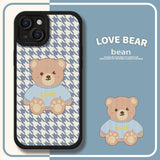 Love Bear Stripped Color Case For iPhone 14 13 12 series