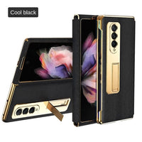 Luxury Leather Flip Plating Frame with Stand Case for Samsung Galaxy Z Fold 3 5G