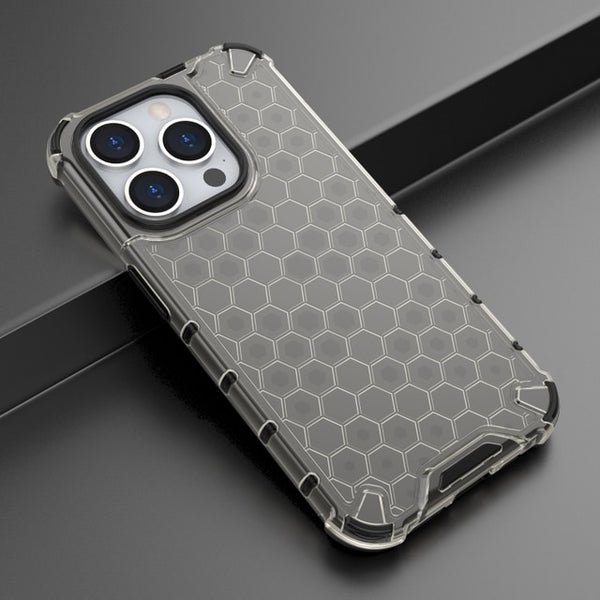 Honeycomb Transparent Hybrid TPU Hard Armor Case For iPhone 14 13 12 series